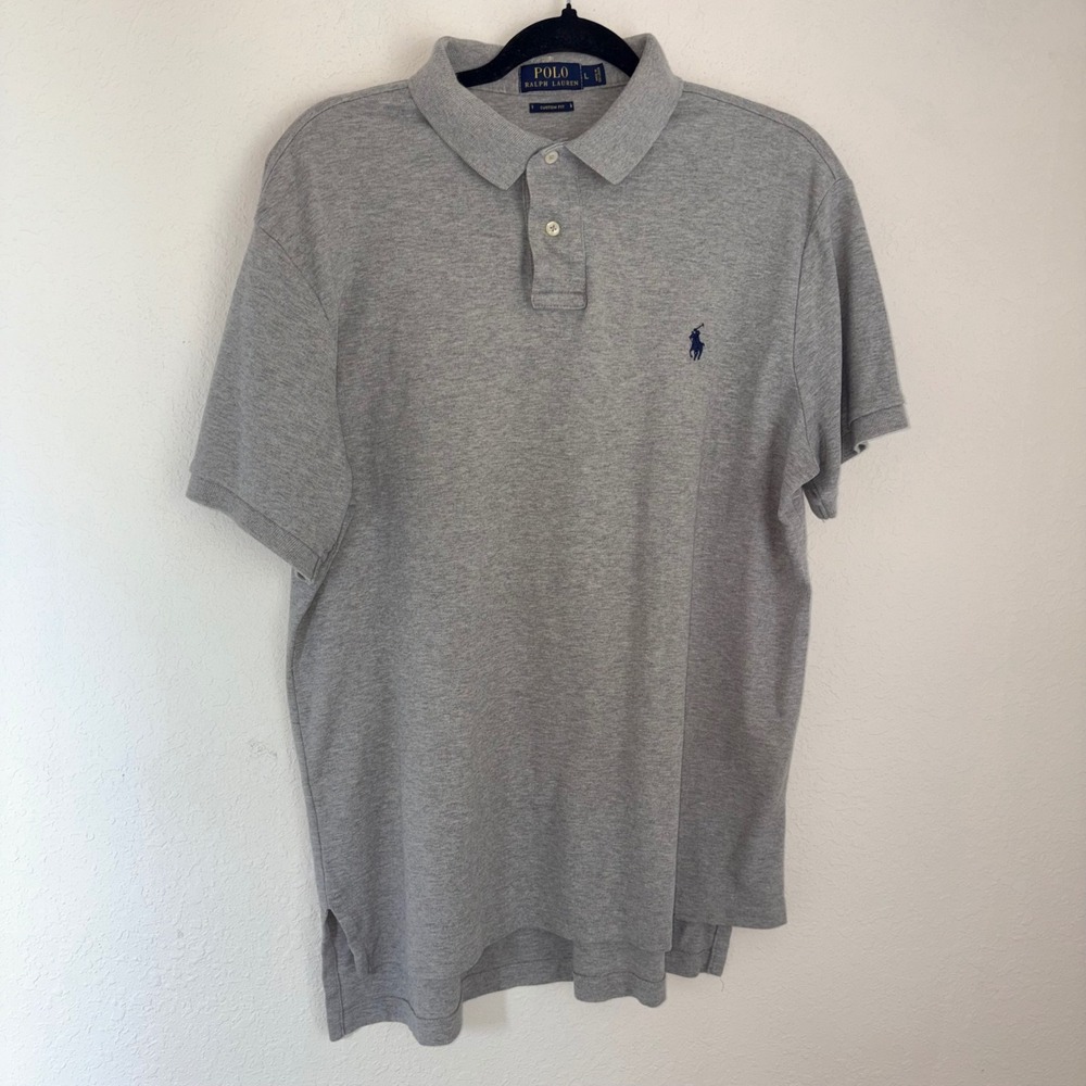 Polo Ralph Lauren Polo Shirt Large Gray Custom Fit Short Sleeve Pony Logo